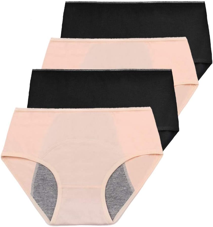 Womens Big Girls Menstrual Period Briefs Panties Teen Girls Leak Proof Underwear Pack of 4