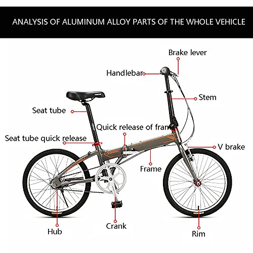 DODOBD Klapprad in 20 Zoll, Fahrrad für Erwachsene, Faltrad mit Variabler Geschwindigkeit Stadtrad, Fahrrad Mit Variabler Geschwindigkeit, Geeignet FüR Das Fahren Im Freien – Bild 4