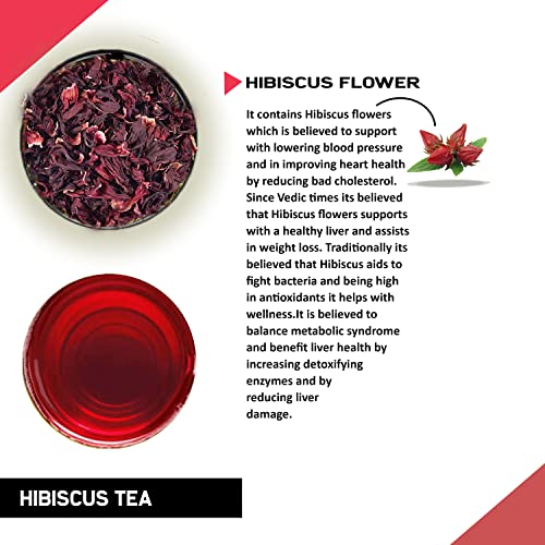 Image of TEACURRY Hibiscus Flower Tea - 25 Tea Bags | Helps with Heart Health, boosts liver health | Hibiscus Tea For Skin | Hibiscus Tea Petals