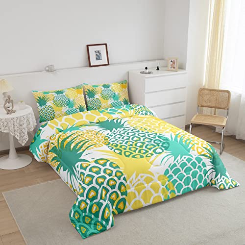 Pineapple-Comforter-Set-with-Pillow-Case-Green-Yellow-Fruit-Bedding-Set-Girls-Women-Full-Size-Comforter-Tropical-Pineapple-Soft-Comforter-Set-Machine-Washable 511LWpzGt8L