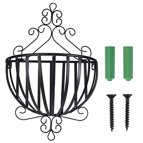 Wakauto European Style Wall Mounted Flowerpot Rack Durable Iron Plant Holder Semicircular Design for Pots Easy to Install for Decor