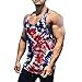 Hommes Jour de l'Indépendance D'été Gilet Respirant Grande Taille Décontracté Haut Sans Manches Lâche Pleine Impression Chemises Boutonnées Pour Hommes Coupe Ample Manches Courtes