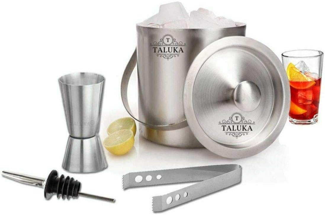 Taluka Stainless Steel Bar Accessories, Silver, Set of 4