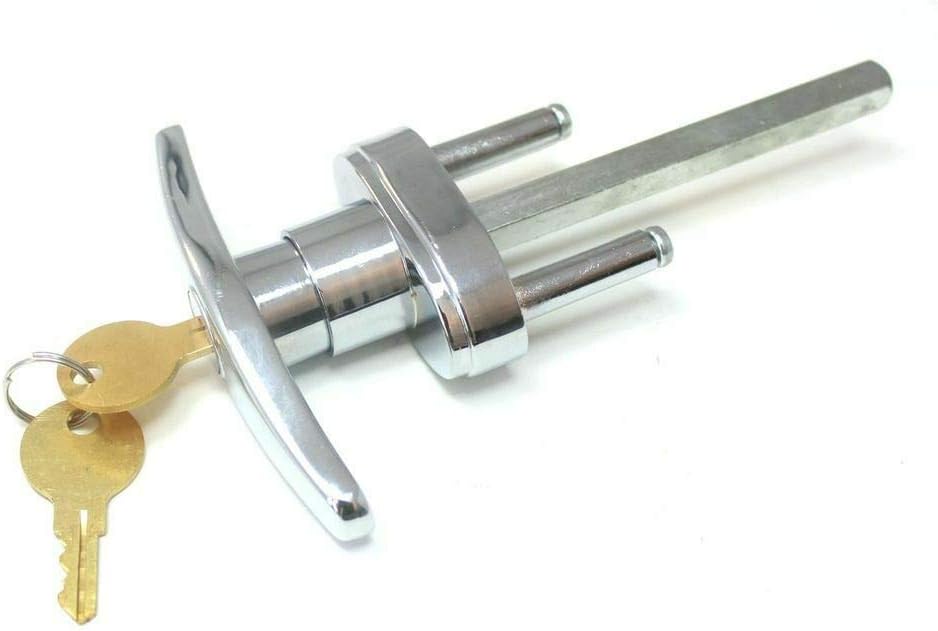 Garage Door Lock T Handle w/2 Keys, Universal Replacement