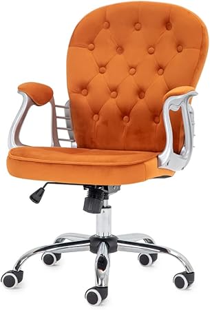 Amazon Co Jp Mira Show オフィスチェア おしゃれ パソコンチェア かわいい コンパクト デスクチェア 北欧 ワークチェア キャスター付き 座面高40 50cm 昇降 回転 いす 肘付 学習椅子 イス 事務椅子 腰痛 疲れにくい 学習イス 女性 男性 ベロア調 オレンジ Ra C Oa