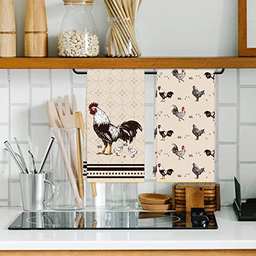 2 Pack Chicken Kitchen Towels, Vintage Chicken Lady Dish Towels, Chicken Mom Gift, Farmhouse Kitchen Bathroom Decor, Birthday Housewarming Gifts For Chicken Lovers #TOP1