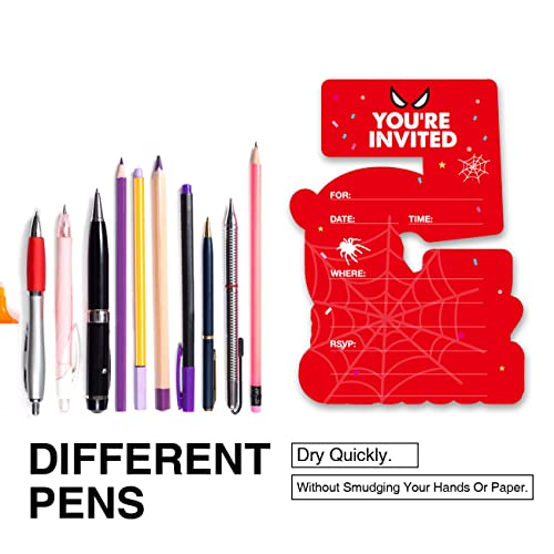 Cute Superhero 5Th Birthday Party Invitations Glitter Super Hero 5 Year Old Boy Birthday Shaped Invites Fill-In Invitations With Envelopes, Set Of 20 #TOP3