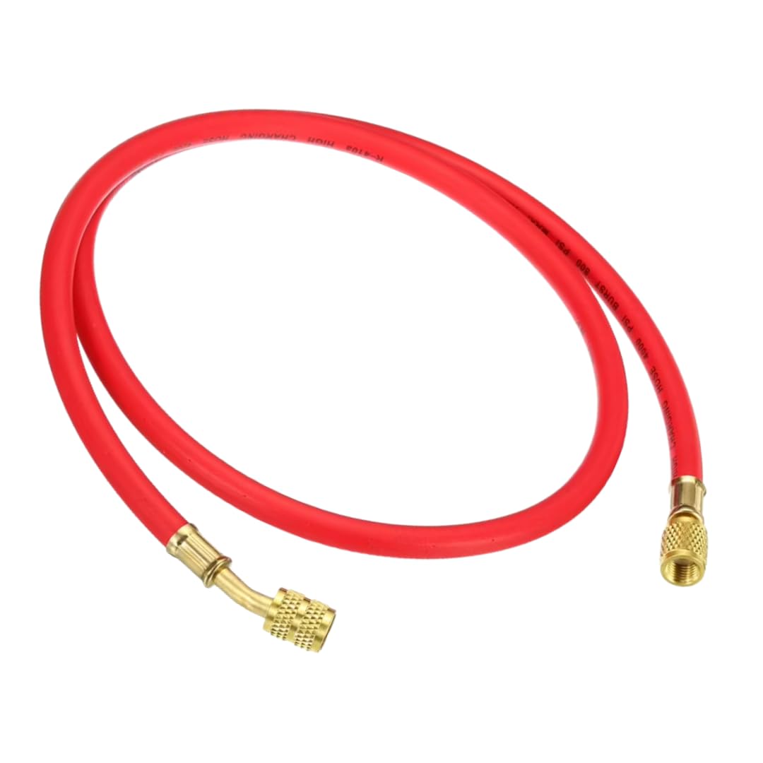 Aspares Red Charging Hose 180Cm – Compatible With R12, R22, R502, R134a, R600 Refrigerant Gas
