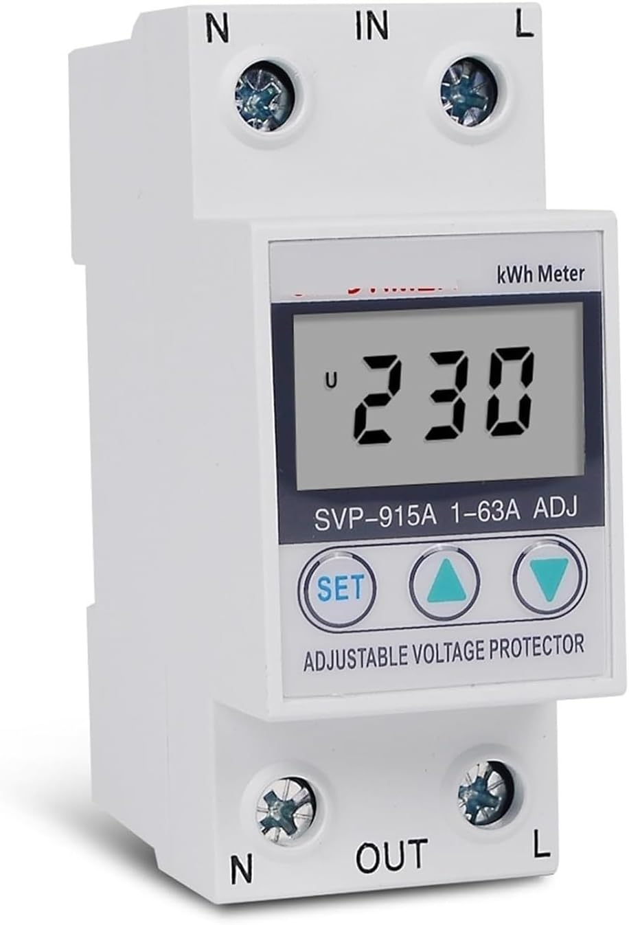 ALKOY Circuit Breaker Residential Usage 230VAC 80A Digital LCD Measuring KWh Meter Wattmeter Over and Under Voltage Protector Limit Current 1Pcs (Size : 63A) (Size : 80A)