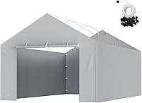 Vista 26 de VEVOR Cobertizo Tienda de Almacenamiento Exterior Portátil Resistente de 6 x 8 x 7 pies, Refugio de Cochera Garaje Impermeable con Puerta Enrollable