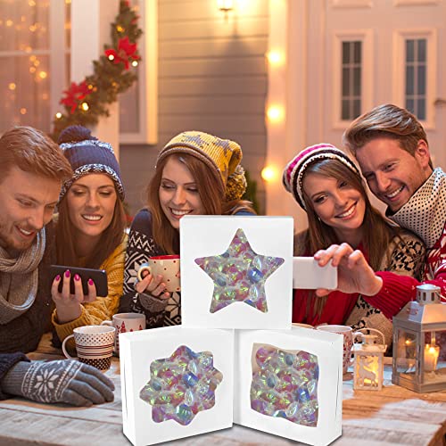 Uptotop 24 Pcs Bakery Boxes, Kraft Treat Cookie Box With 4 Different Design Window, Bakery Pastry Boxes With Stickers For Pastries, Cupcakes, Brownies, Donuts, 6" X 6" X 2.8", White #TOP6