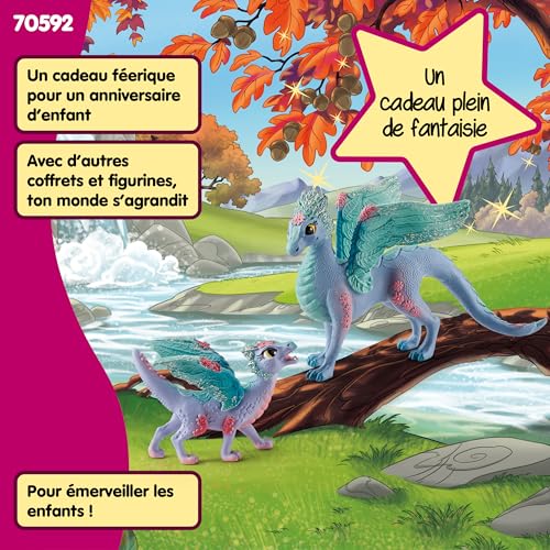 Schleich BAYALA | Dragon Fleuri et bébé Dragon 70592 | dès 5 Ans | 2 pièces | figurines détaillées & décoration | figurines à collectionner avec fleurs | cadeau pour filles et garçons