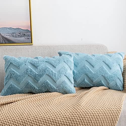 Yamonic Cushion Cover, Set of 2 Short Wool Throw Pillow Case With W Plush,Decorative Fluffy Soft Velvet Cushion Cover, Elegant Home Decoration for Sofa Bedroom Couch,Creame Beige,20"x20"