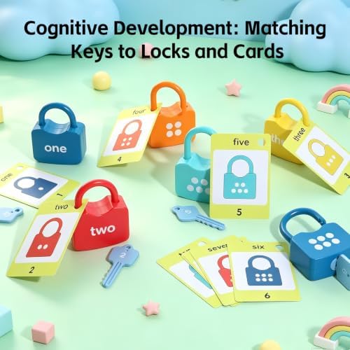 Dinhon Number Locks and Keys Counting Toys with Number Cards, Ages 3+ — 사진 4