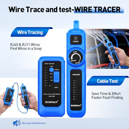 Image of Professional Network Tool Kit, ZOERAX 14 in 1 - RJ45 Crimp Tool, Cat6 Pass Through Connectors and Boots, Cable Tester, Wire Stripper, Ethernet Punch Down Tool