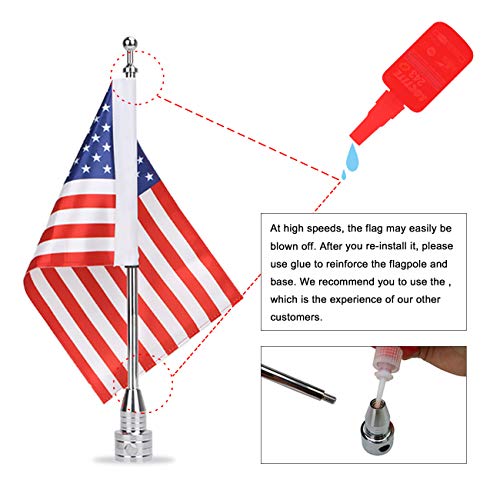 Espear Motocycle America Flag And Motorcycle Flag Mount For Harley Davidson Honda Goldwing Cb Vtx Cbr Yamaha Luggage Racks 6 X 9 Inch Usa Flag Chrome Flagpole Holder Luggage Racks #TOP3