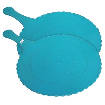 Heart Home Plastic Lightweight Handfan|Hath Pankha|Beejna for Natural Cooling Air Home Decor and Travel Useful, Pack of 2(Blue)