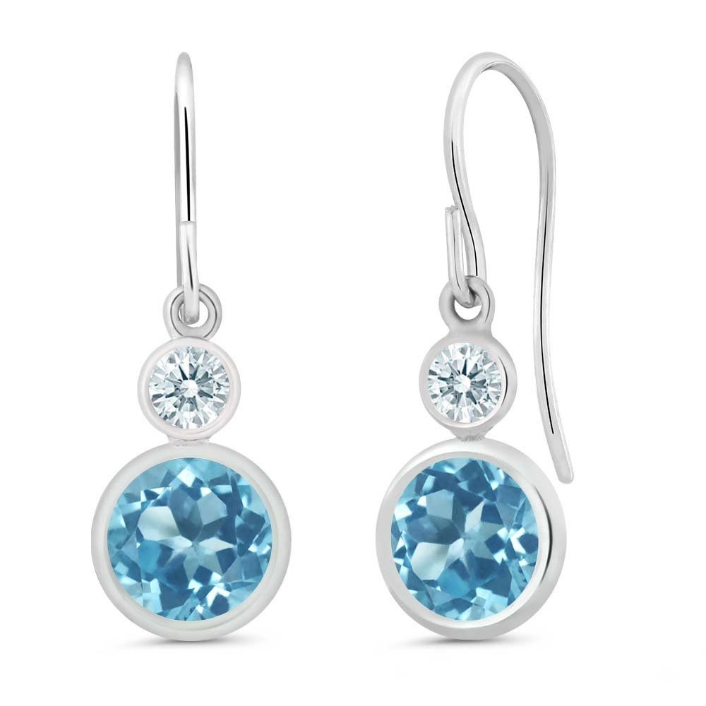 Gem Stone King Swiss Blue 925 Sterling Silver Earrings Set with Zirconia