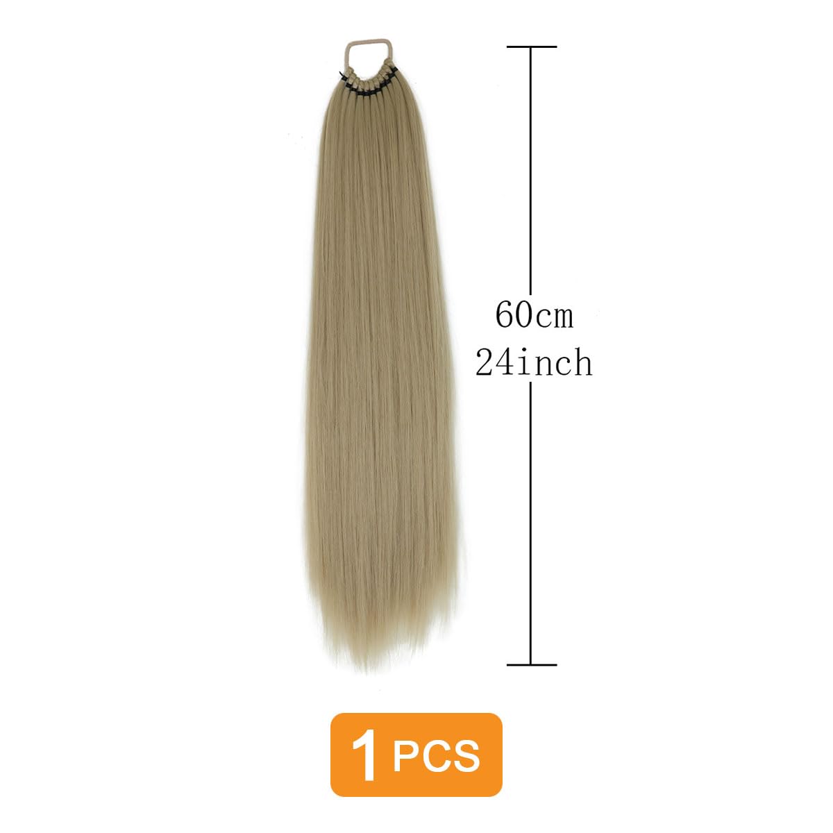 prinfantasy Ponytail Extension Long Straight Wrap Around 60 CM Ponytail Synthetic Hair Extensions Hairpiece for Women Sandy Hair Halo Hair Extension for Women,GBMW280 - Image 2