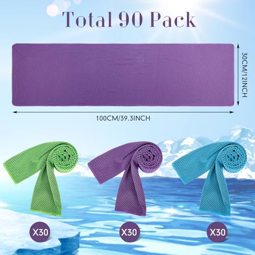 Image of Redbaker 90 Pcs Cooling Towels Bulk for Neck Face 40 inchx12 inch,Bright Color