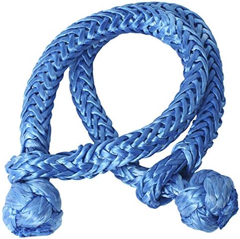 NovelBee 2 Pack of Soft Shackles,UHWMPE 12 Strand Synthetic Rope,Inner core Dia:8mm;Bow Width:100mm (Blue)