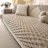 Aucrovee Soft Plush Faux Fur Couch Cover, Fluffy Non Slip Sectional Sofa Covers for 3 Cushion Couch, Furniture Protector Sofa Slipcover(1 PCS 36