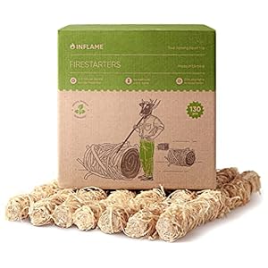 Inflame Fire Starters 130 pcs for Campfires, Grill, BBQ, Fireplace, Woodstove – Charcoal Starter – Waterproof, Weather-Resistant – Natural Wood Fireplace Starters