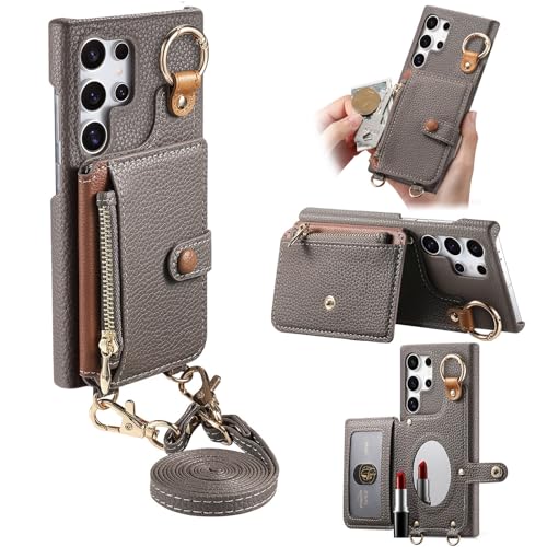 Coque Samsung S23 Ultra pochette bandoulière grise pour vos sorties
