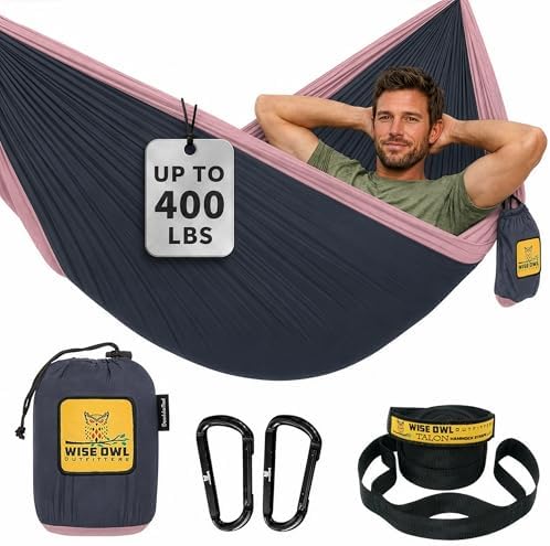 Wise Owl Outfitters Camping Hammock – 500lbs Portable Hammock wit...