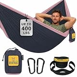 Wise Owl Outfitters Hammock for Camping Single Hammocks Gear for The Outdoors Backpacking Survival or Travel - Portable Lightweight Parachute Nylon SO Charcoal Rose