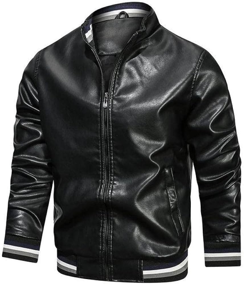 Simple black leather jacket Clearance
