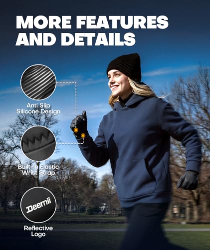 Deemii Winter Gloves Men Women Made with 3M Thinsulate
