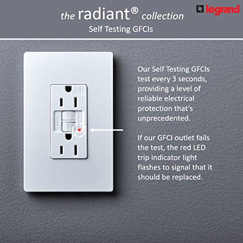 Legrand 15A, 125V, Self-Test Gfci Outlet, 2 Pole, 3 Wire Grounding, Wall Plate Included, Brown #TOP1