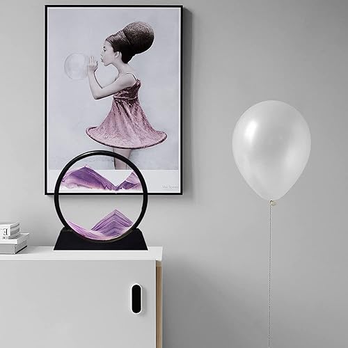 Miniatura 8 de ANBOER - Marco redondo de vidrio con arena movediza diseño 3D de mar profundo, paisaje de arena relajante para escritorio, hogar, oficina, trabajo y