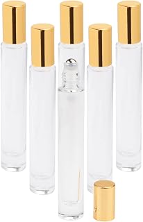 10ml(1/3oz) Thick Glass Roller Bottles,6 Packs Essential Oil Roller Bottles Perfume Sample Bottles Glass Roll On Bottles With Stainless Steel Balls (round shape)
