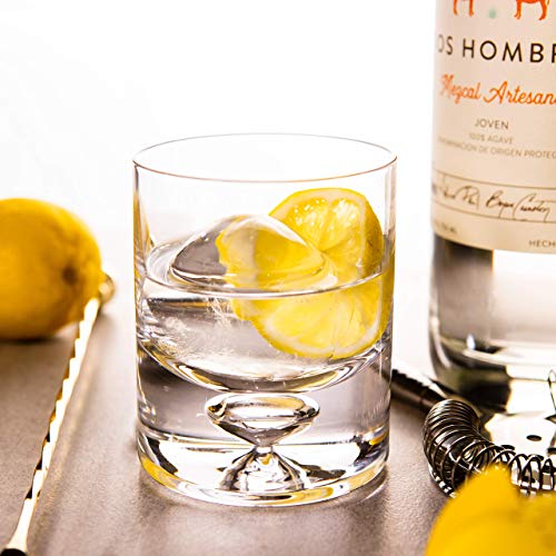 Lemonsoda Crystal Bubble Base Whiskey Glass Tumbler - Set Of 4 - Thick Weighted Bottom - Unique Design - Great For Scotch Whiskey, Old Fashion, Manhattan, Bourbon & Cocktails #TOP2