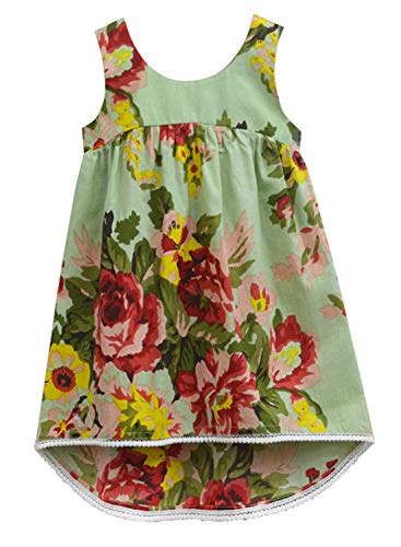 Image of A.T.U.N. (ALL THINGS UBER NICE) Girls Cotton High-Low Mini Dress | Printed Sleeveless Party Dress for Girls