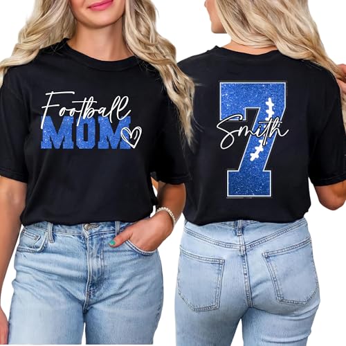 Personalized Football Mom Shirt with Kids Names and Jersey Number, Custom Football Mama Shirt, Women Sport Shirts