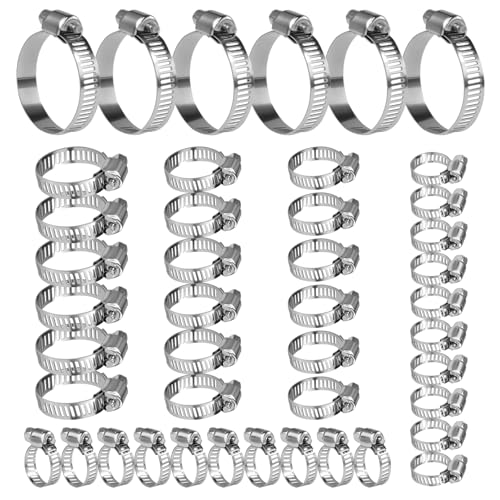 Eunice Stainless Steel Hose Clamps Assortment Kit, Hose Clamps with Worm Gear Adjustable 1/4'' to...