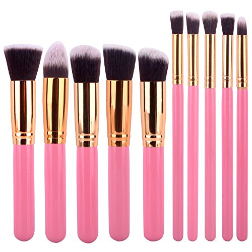 Quimat Premium Synthetic Makeup Brush Set Cosmetics Foundation Blending Blush Concealer Eyeliner Face Powder Brush Makeup Brush Kits (Pink)