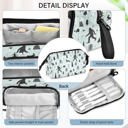 Image of Sasquatch Print Pencil Case Pouch Big Capacity Pencil Bag Box Organizer Pen Case with Compartmens Stationery Organizer for Girls Boys Women School College Office