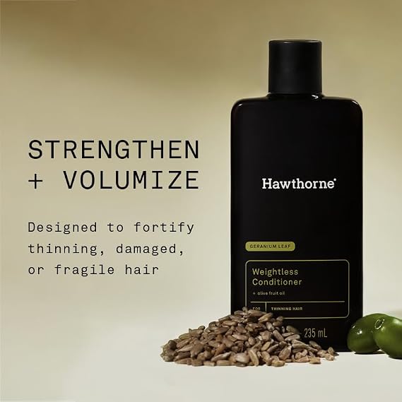 Hawthorne Men's Weightless Conditioner. For Thinning and Thin Hair. Made with Nutrient-Rich Olive Fruit Extract and Sunflower Seed Extract. Sulfate-Free, Paraben Free. 8 fl. oz.