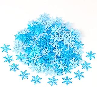 LYPER 300 Pcs Blue Snowflakes Confetti for Christmas Wonderland Winter Frozen Party, Glittered Large Plastic Snowflake Ornaments, Winter Christmas Wedding Birthday Holiday Party Decorations
