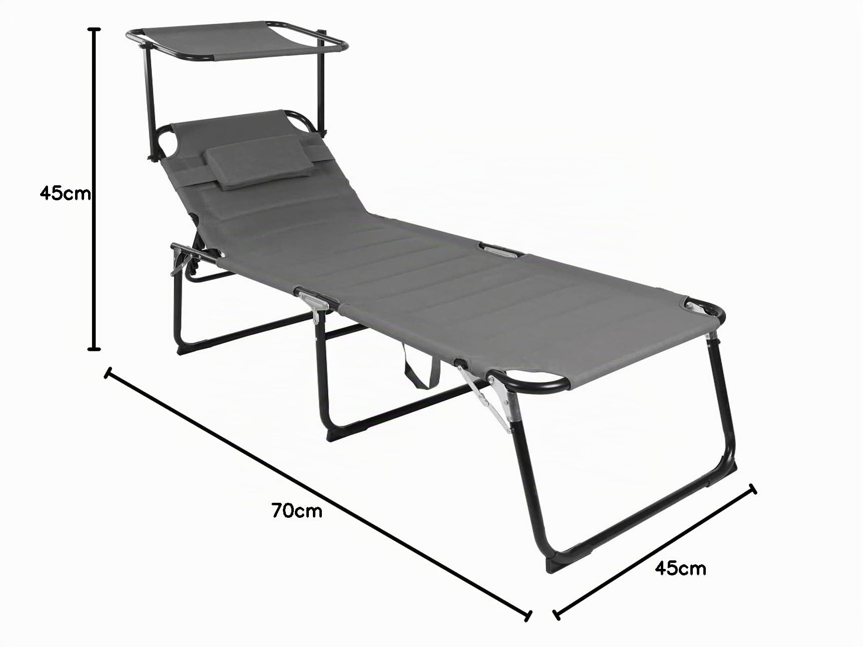 Mojawo XXL Komfort Gartenliege Sonnenliege Relaxliege Liege Aluminium mit Kissen gepolstert klappbar L200xB70xH45/95cm Belastbar bis 150kg, Farben:Grau