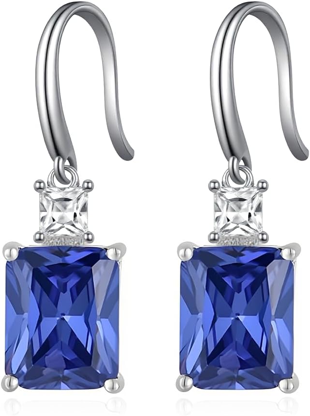 Sterling Silver Birthstone Earring For Woman -Dangle Earrings Jewelry Birthday Gifts for Women,Girlfriend,Wife,Mom - Graduation, Friendship,Birthday, Anniversary