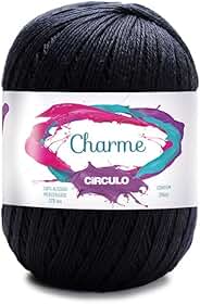 Fio Linha Charme 396m e 150g Ideal p/Crochê e Tricô Marca Círculo (8990 - PRETO)