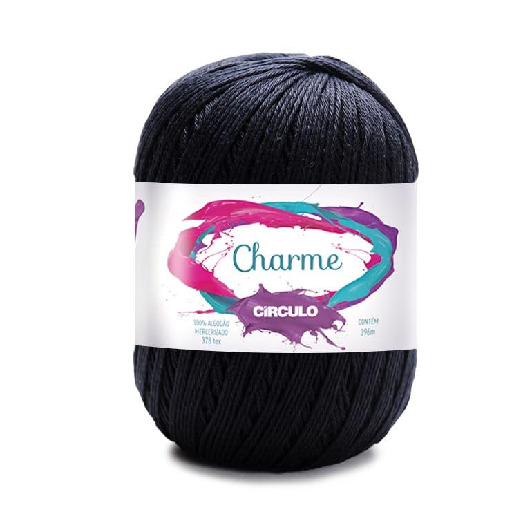 Fio Linha Charme 396m e 150g Ideal p/Crochê e Tricô Marca Círculo (8990 - PRETO)