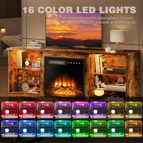image for LEMBERI 58 Inches Fireplace TV Stand for TVs up to 65 Inches Console w