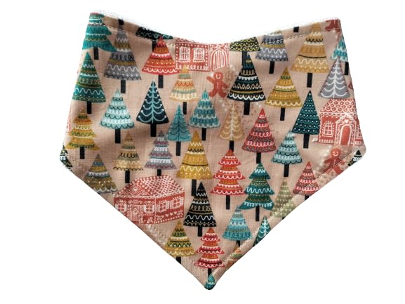 Christmas dribble bib, Christmas baby bib, festive baby gift (Neutral trees)