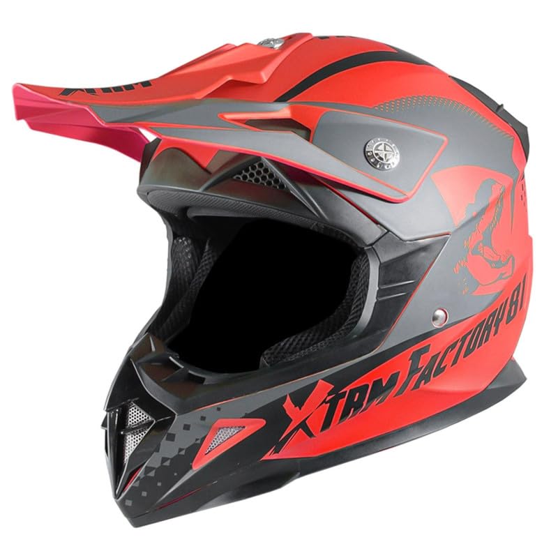 Casque moto enfant quad rouge intégral ajustable taille 47 à 54